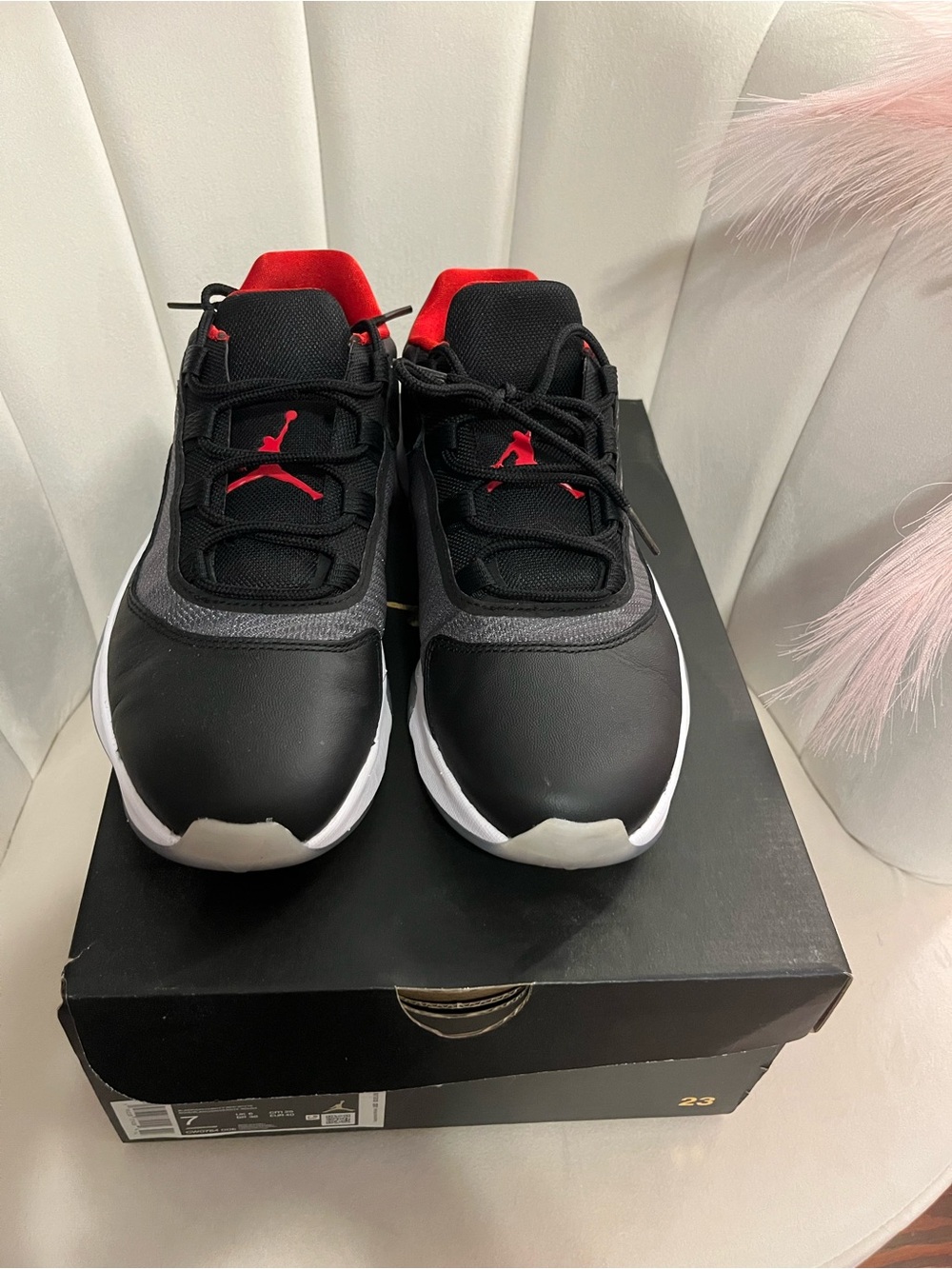 Jordan Kids Black and Red Low-Top Sneakers